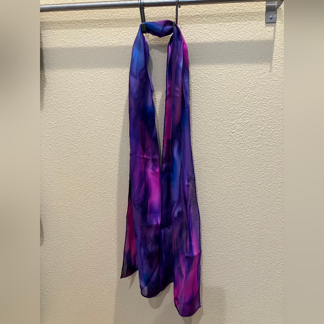 Vibrant Purple Pink And Blue Silk Scarf